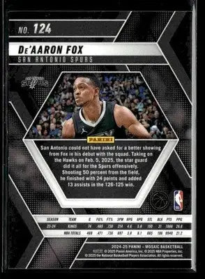 2024-25 Panini Mosaic #124 De’Aaron Fox - Basketball Card Single