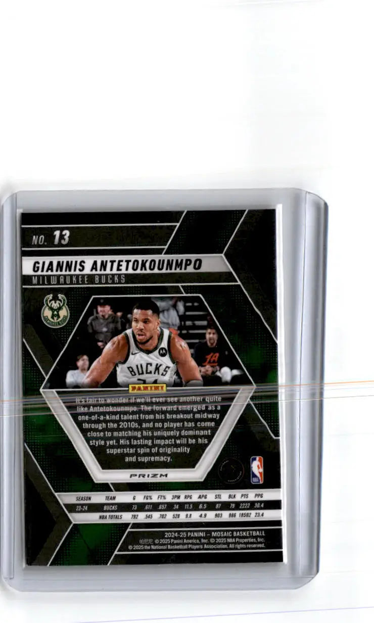 2024-25 Panini Mosaic #13 Giannis Antetokounmpo Reactive Yellow Mosaic - Basketball Card Single