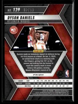 2024-25 Panini Mosaic #139 Dyson Daniels Fast Break Red Mosaic #/99