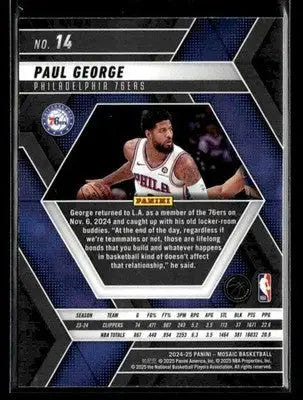 2024-25 Panini Mosaic #14 Paul George Philadelphia 76ers - Basketball Card Single