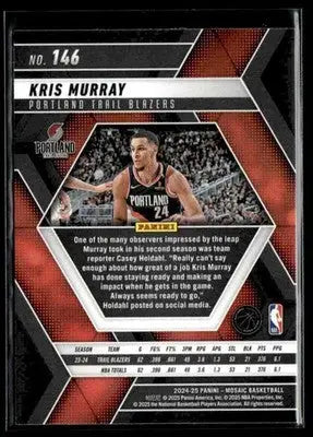 2024-25 Panini Mosaic #146 Kris Murray - Basketball Card Single