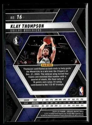 2024-25 Panini Mosaic #16 Klay Thompson - Basketball Card Single