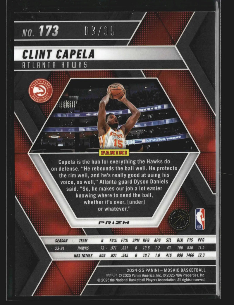 2024-25 Panini Mosaic #173 Clint Capela Atlanta Hawks Fast Break Disco /99