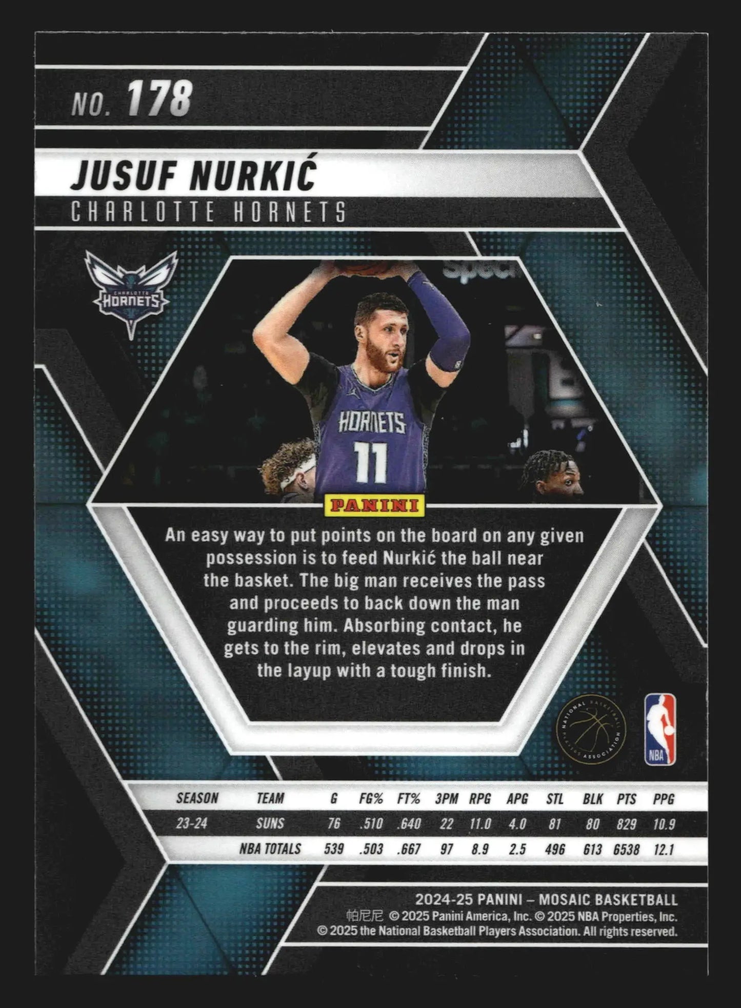 2024-25 Panini Mosaic #178 Jusuf Nurkic Charlotte Hornets - Basketball Card Single