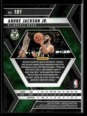 2024-25 Panini Mosaic #181 Andre Jackson Jr. Base Milwaukee Bucks - Basketball Card Single
