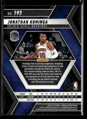 2024-25 Panini Mosaic #193 Jonathan Kuminga - Basketball Card Single