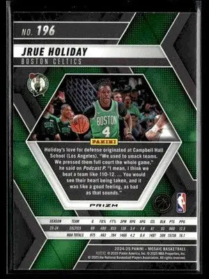 2024-25 Panini Mosaic #196 Jrue Holiday Fast Break Silver Mosaic Boston Celtics - Basketball Card Single