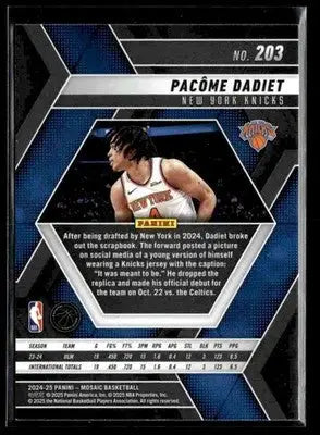 2024-25 Panini Mosaic #203 Pacome Dadiet - Basketball Card Single