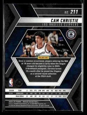 2024-25 Panini Mosaic #211 Cam Christie Base RC Los Angeles Clippers - Basketball Card Single