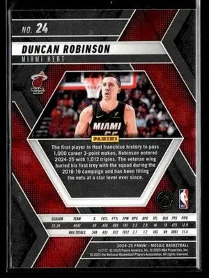 2024-25 Panini Mosaic #24 Duncan Robinson Base Miami Heat