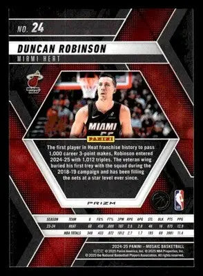 2024-25 Panini Mosaic #24 Duncan Robinson Premium Miami Heat