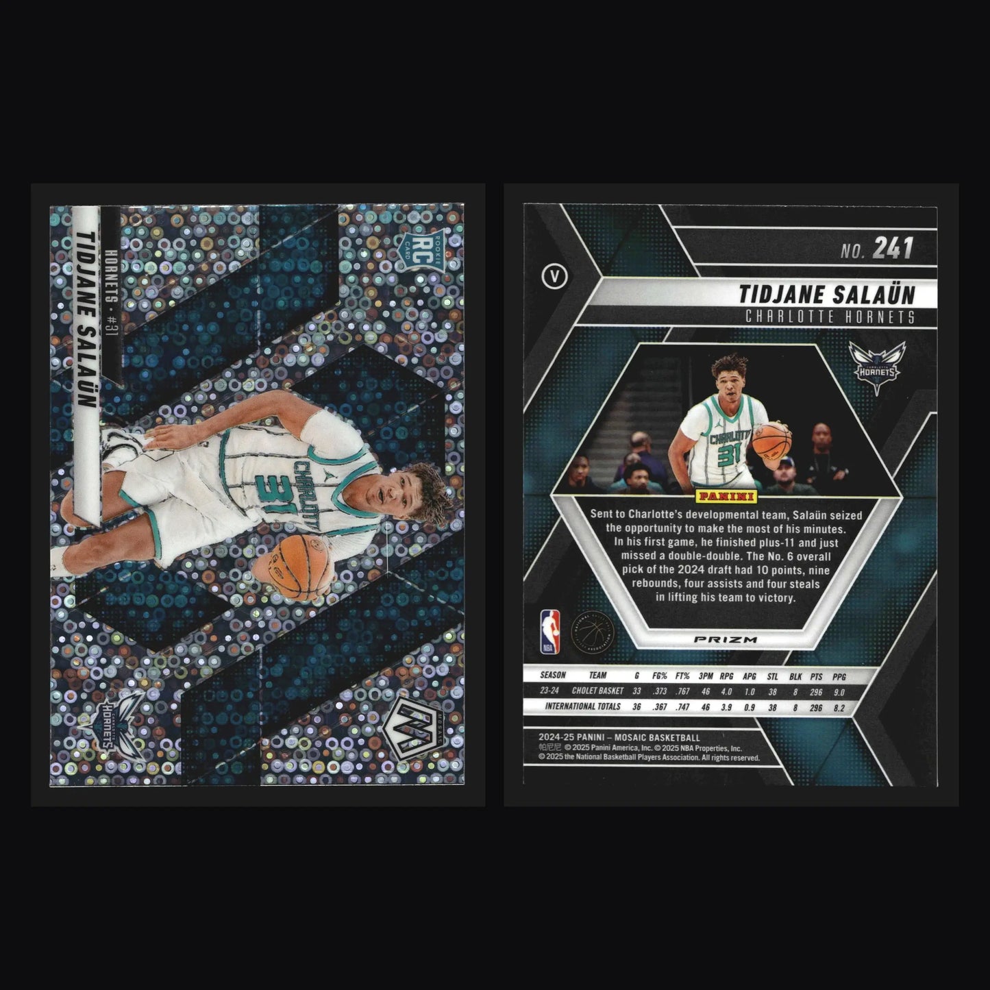 2024-25 Panini Mosaic #241 Tidjane Salaun Fast Break Disco Hornets RC
