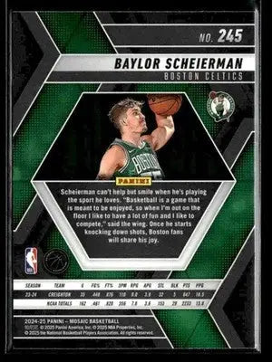 2024-25 Panini Mosaic #245 Baylor Scheierman Base RC Boston Celtics - Basketball Card Single