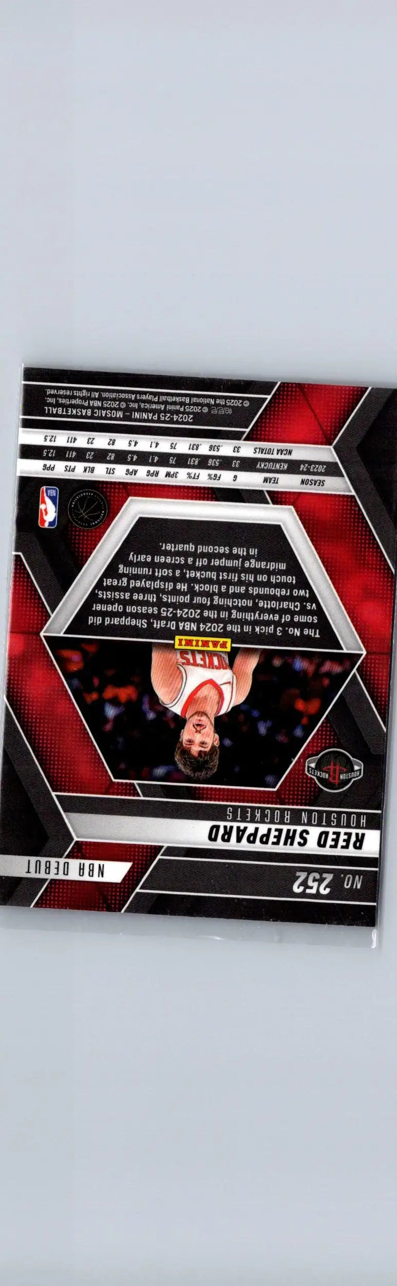 Basketball trading card featuring Reed Sheppard in Panini Mosaic 2024 25 design