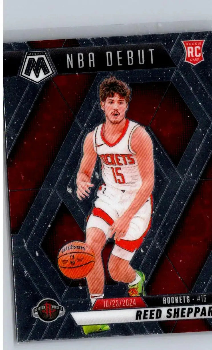 Reed Sheppard NBA Debut Rookie Trading Card Panini Mosaic 2024-25 #252