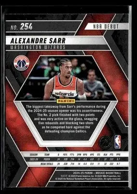 2024-25 Panini Mosaic #254 Alexandre Sarr - Basketball Card Single