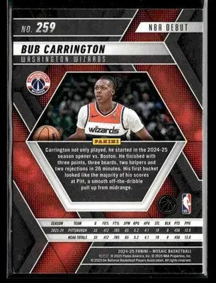 2024-25 Panini Mosaic #259 Bub Carrington - Basketball Card Single