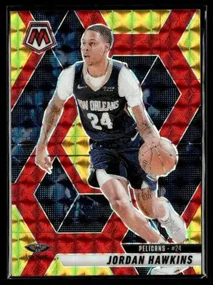 2024-25 Panini Mosaic #26 Jordan Hawkins Choice Fusion Red & Yellow Mosaic #/75 - Basketball Card Single