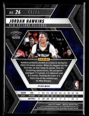 2024-25 Panini Mosaic #26 Jordan Hawkins Choice Fusion Red & Yellow Mosaic #/75 - Basketball Card Single