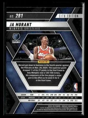 2024-25 Panini Mosaic #281 Ja Morant City Edition Memphis Grizzlies - Basketball Card Single