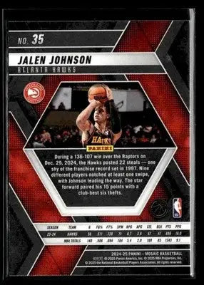 2024-25 Panini Mosaic #35 Base Jalen Johnson - Basketball Card Single