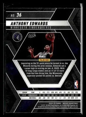 2024-25 Panini Mosaic #36 Anthony Edwards - Basketball Card Single