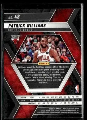 2024-25 Panini Mosaic #48 Patrick Williams Base Chicago Bulls - Basketball Card Single