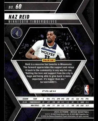 2024-25 Panini Mosaic #60 Naz Reid Premium - Basketball Card Single