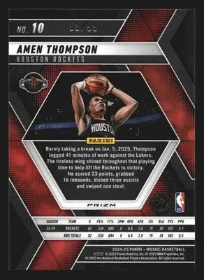 2024-25 Panini Mosaic Amen Thompson #10 Fast Break Red Prizm /99 - Basketball Card Single
