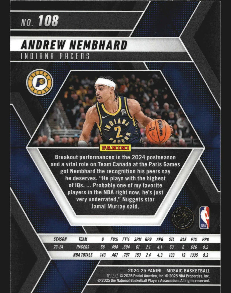 2024-25 Panini Mosaic Andrew Nembhard #108 Indiana Pacers