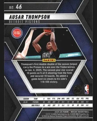 2024-25 Panini Mosaic Ausar Thompson #46 Detroit Pistons