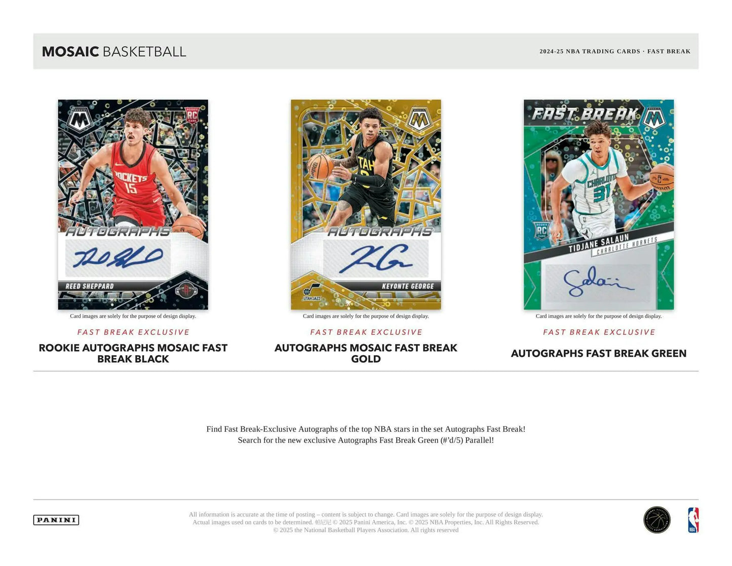 2024-25 Panini Mosaic Basketball Fast Break Box | Columbia Sports Cards - Sports Card Hobby Boxes