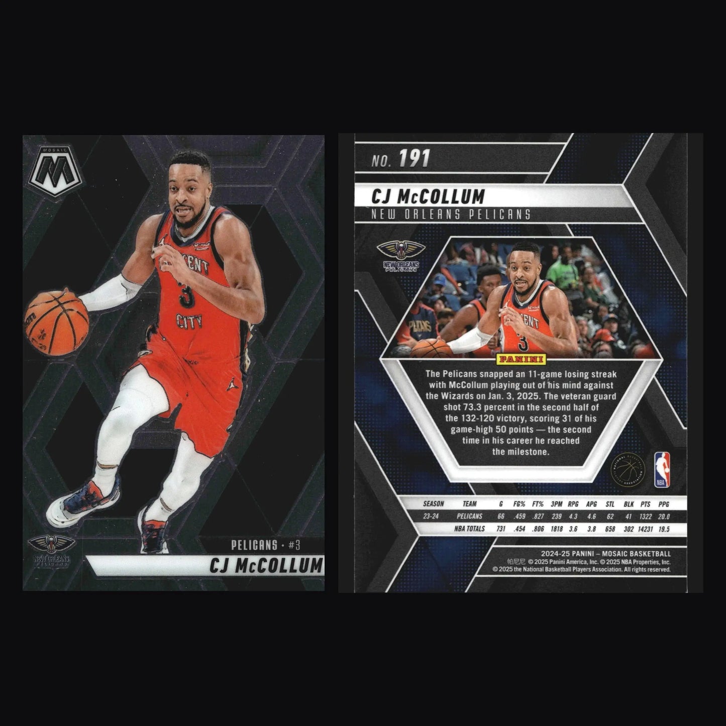 2024-25 Panini Mosaic CJ McCollum #191 New Orleans Pelicans