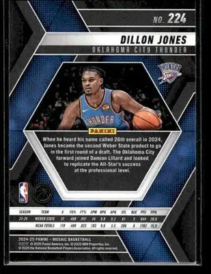 2024-25 Panini Mosaic Dillon Jones #224 RC Oklahoma City Thunder - Basketball Card Single