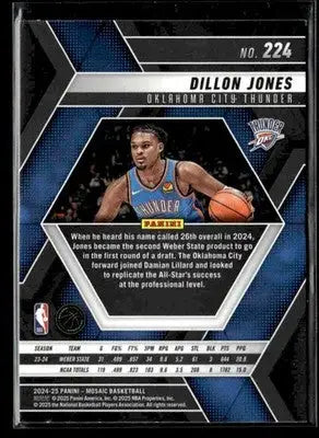 2024-25 Panini Mosaic Dillon Jones #224 RC Oklahoma City Thunder - Basketball Card Single