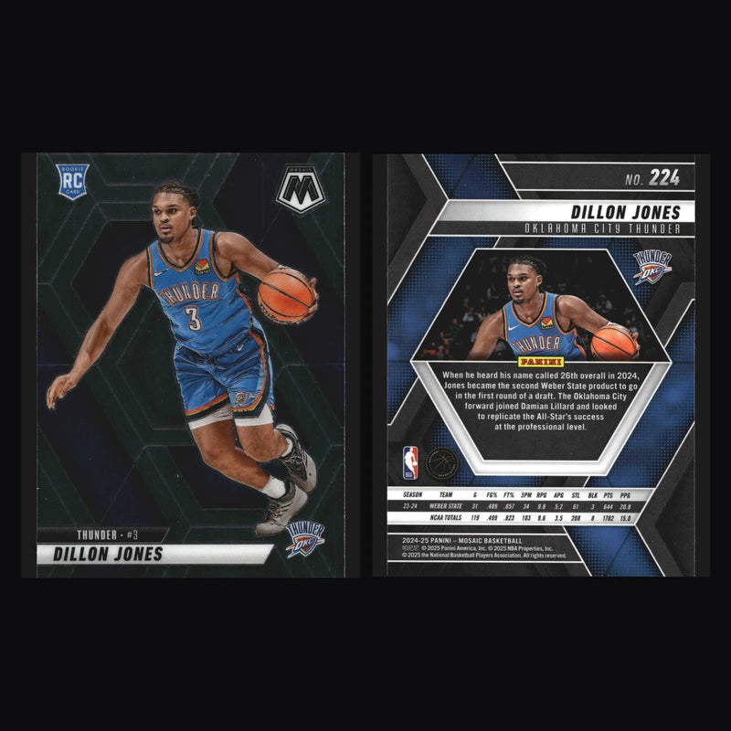 2024-25 Panini Mosaic Dillon Jones #224 Thunder RC - Basketball Card Single
