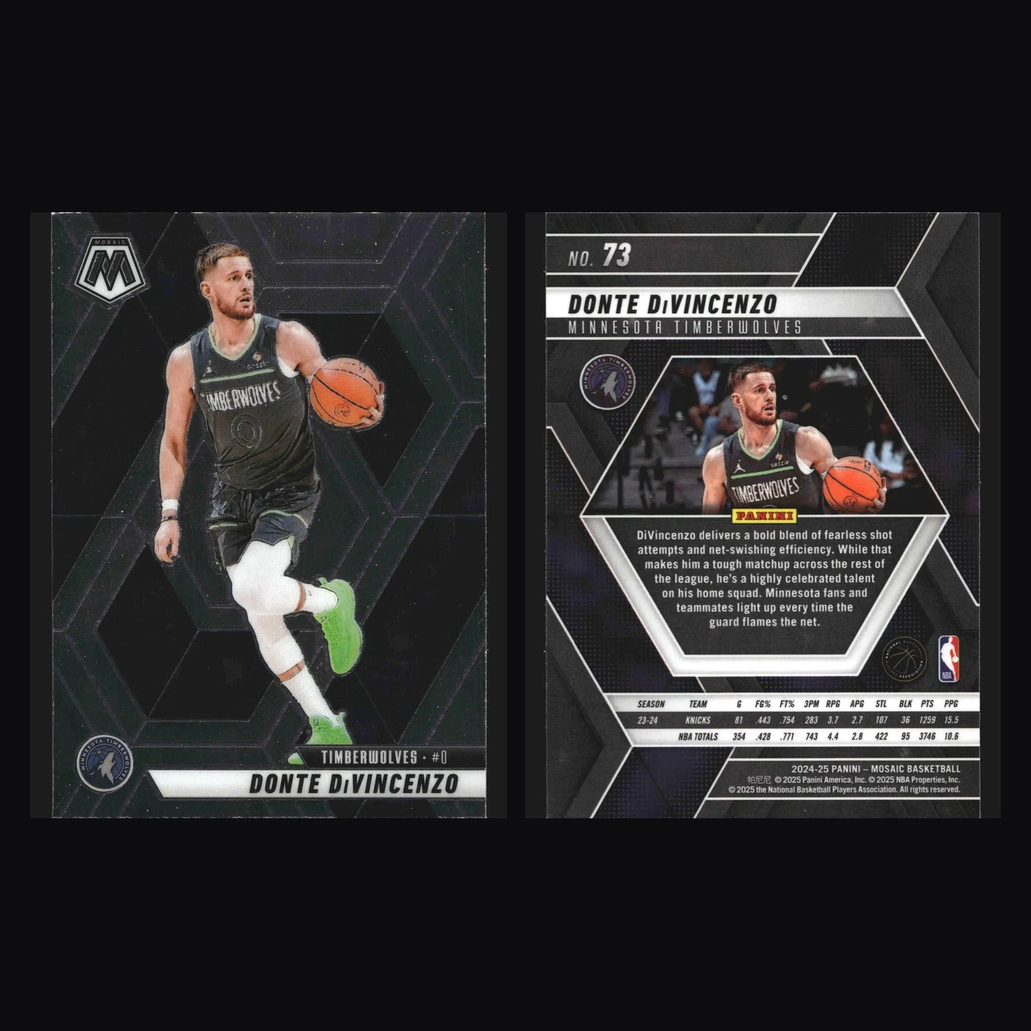 2024-25 Panini Mosaic Donte DiVincenzo #73 Minnesota Timberwolves - Basketball Card Single