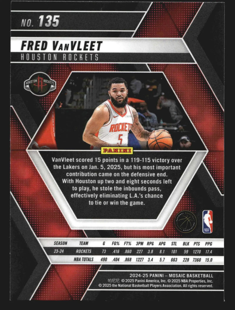 2024-25 Panini Mosaic Fred VanVleet #135 Houston Rockets - Basketball Card Single