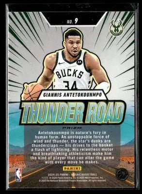 2024-25 Panini Mosaic Giannis Antetokounmpo #9 Thunder Road Green Mosaic Bucks