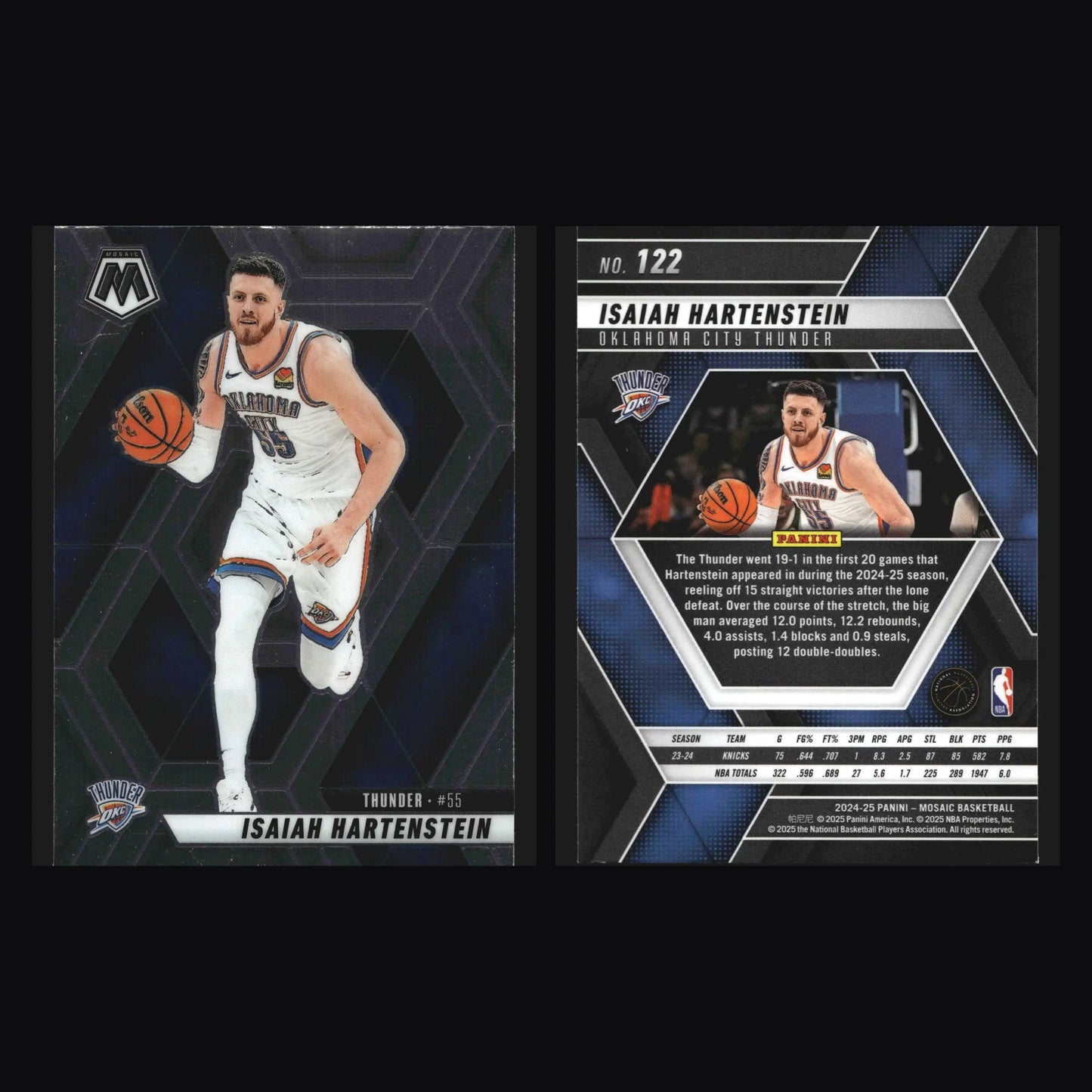 2024-25 Panini Mosaic Isaiah Hartenstein #122 Thunder - Basketball Card Single