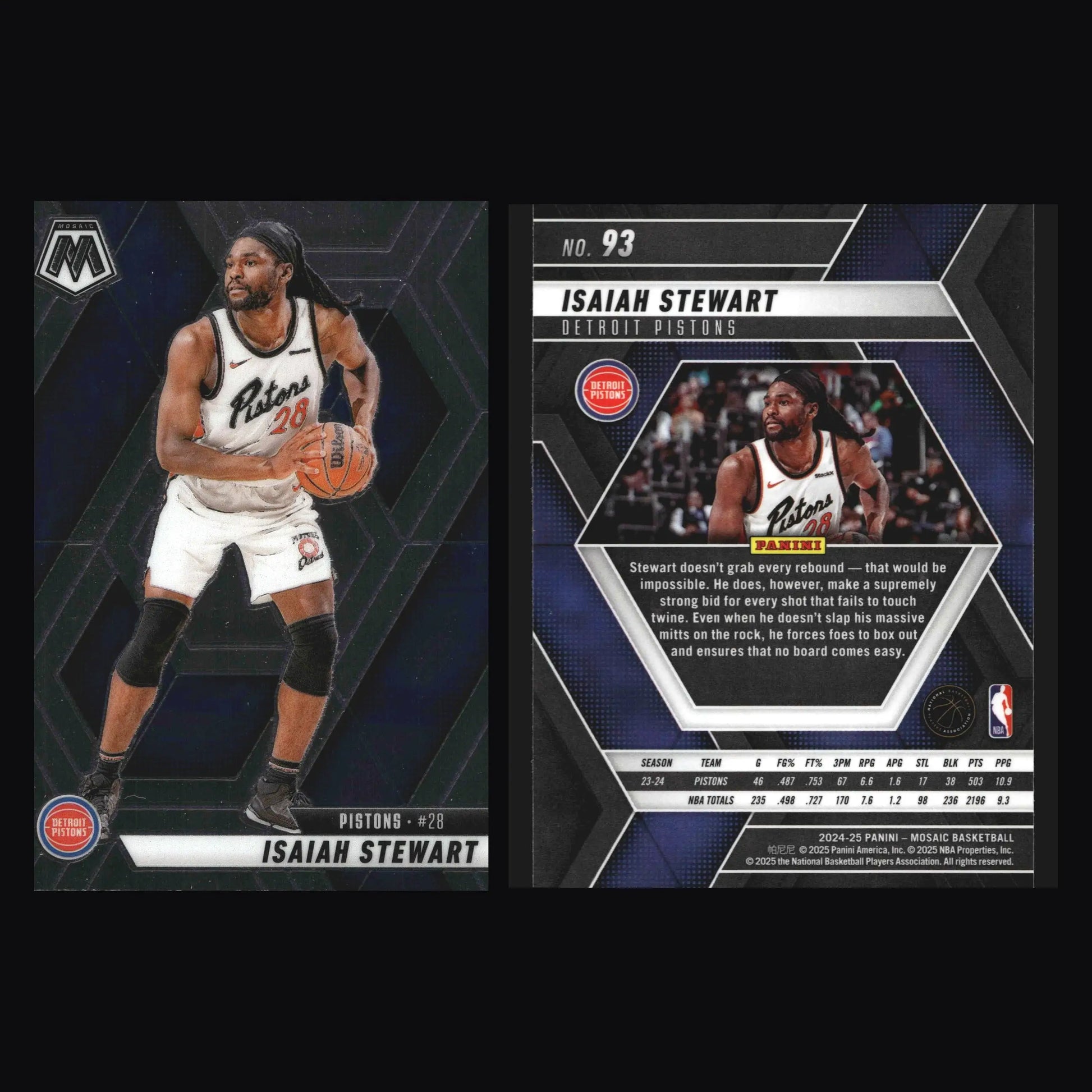 2024-25 Panini Mosaic Isaiah Stewart #93 Detroit Pistons