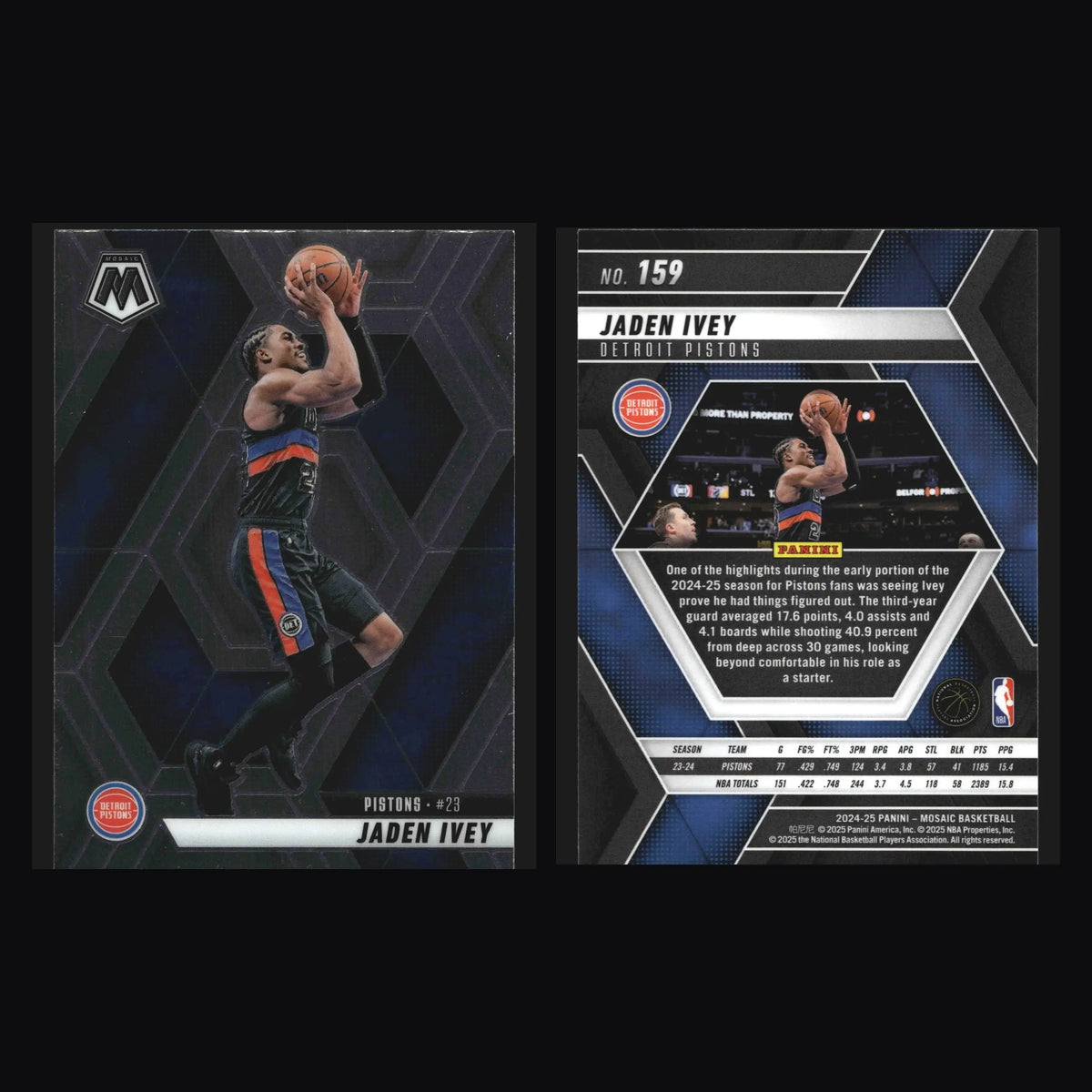 2024-25 Panini Mosaic Jaden Ivey #159 Detroit Pistons - Basketball Card Single