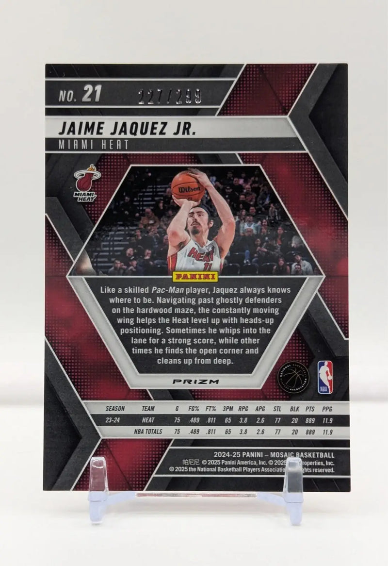 2024-25 Panini Mosaic - Jaime Jaquez Jr. #21 Red Seismic Mosaic Prizm /299 Miami - Basketball Card Single