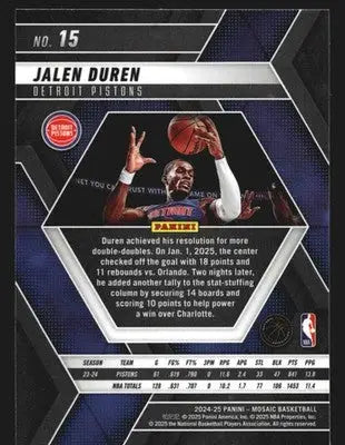 2024-25 Panini Mosaic Jalen Duren #15 Detroit Pistons