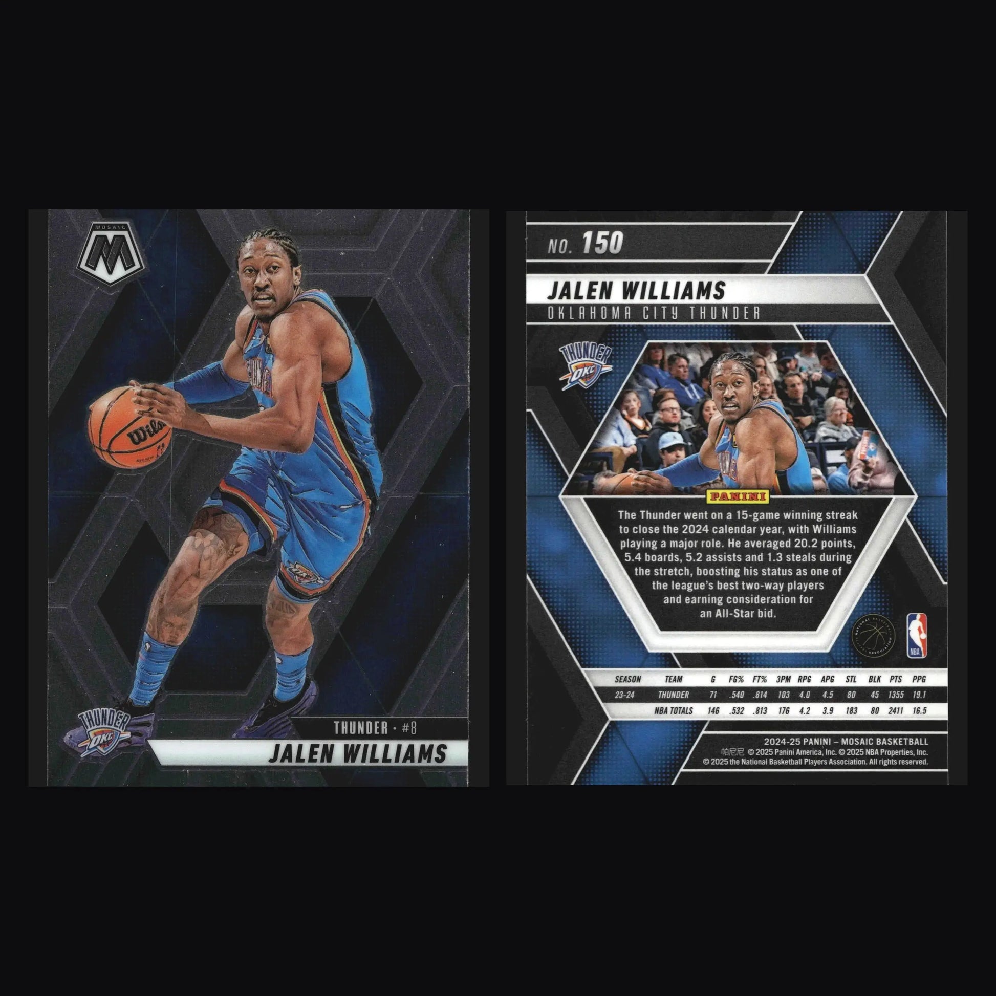 2024-25 Panini Mosaic Jalen Williams #150 Thunder - Basketball Card Single