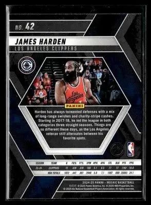2024-25 Panini Mosaic James Harden #42 Base Los Angeles Clippers - Basketball Card Single
