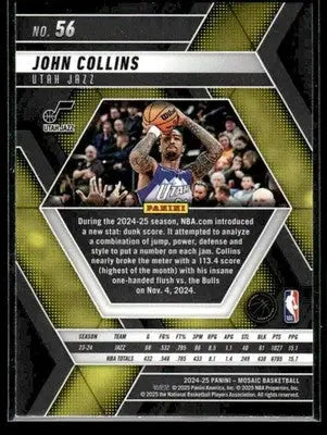 2024-25 Panini Mosaic John Collins #56 Utah Jazz - Basketball Card Single