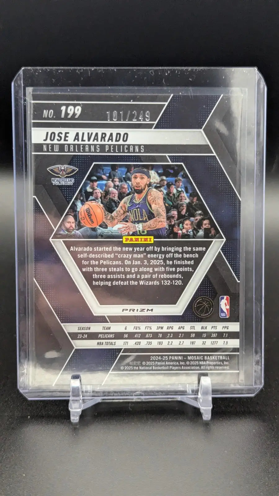 2024-25 Panini Mosaic - Jose Alvarado #199 Purple Fluorescent Prizm /249 - Basketball Card Single