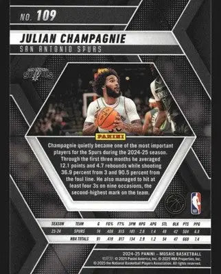 2024-25 Panini Mosaic Julian Champagnie #109 San Antonio Spurs - Basketball Card Single