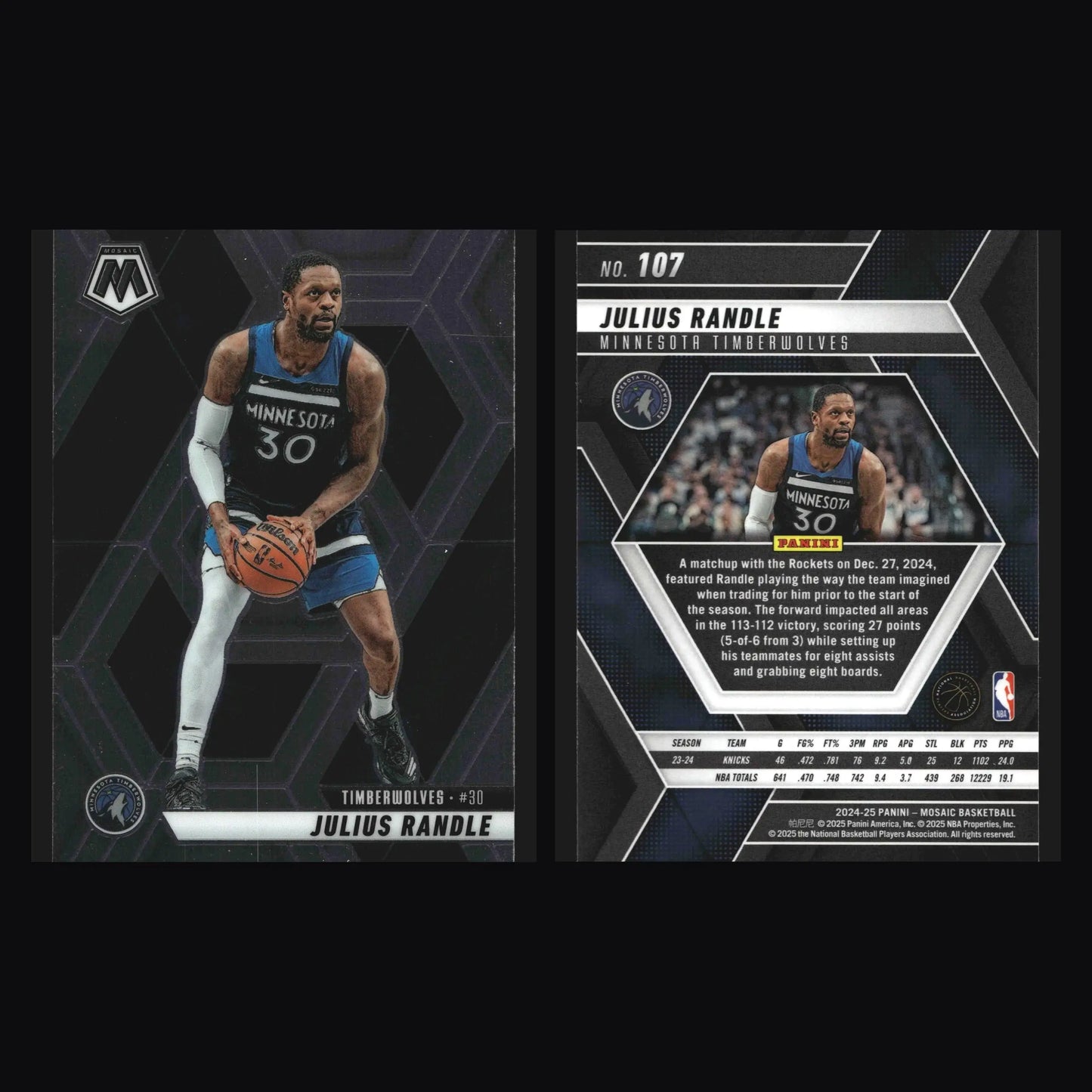 2024-25 Panini Mosaic Julius Randle #107 Minnesota Timberwolves - Basketball Card Single